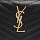 YSL MONOGRAM系列V字縫線魚子醬牛皮金屬LOGO暗釦手拿長夾(黑) product thumbnail 6