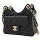 CHANEL Hobo Bag 經典雙C LOGO小牛皮金練斜背包/小號流浪包(黑/金) product thumbnail 3