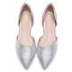DIANA都會時尚--魅力質感異材質菱格紋真皮平底鞋-銀 product thumbnail 2