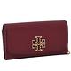 TORY BURCH BRITTEN 金屬LOGO全皮革翻蓋長夾-酒紅 product thumbnail 2