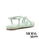 涼鞋  MODA MODAY 優雅氣質純色交叉條帶平底涼鞋－綠 product thumbnail 4