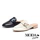 拖鞋 MODA Luxury 復古潮流跳色飾釦繫帶羊皮穆勒低跟拖鞋－白 product thumbnail 7