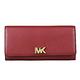 MICHAEL KORS MOTT金字MK金屬LOGO滑面皮革轉釦長夾(桑甚紅) product thumbnail 2