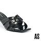 拖鞋 AS 時髦質感鉚釘全真皮方頭高跟拖鞋－黑 product thumbnail 6
