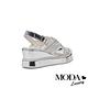 涼鞋 MODA Luxury 個性潮感交叉編織寬帶楔型涼鞋－銀 product thumbnail 4