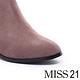 短靴 MISS 21 日常氣質百搭麂皮側拉鍊尖頭粗跟短靴－粉 product thumbnail 6