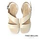 Tino Bellini 巴西進口知性淡雅牛皮寬帶繞踝低跟涼鞋-白 product thumbnail 4