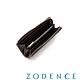 ZODENCE 進口牛皮金點設計拉鍊長夾 素面咖 product thumbnail 4