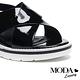 涼鞋 MODA Luxury 潮流鏡面交叉帶設計撞色厚底涼鞋－黑 product thumbnail 6