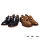 Tino Bellini 全真皮舒適擦色雕花流蘇低跟樂福鞋_黑 product thumbnail 5
