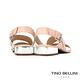 Tino Bellini 巴西進口知性淡雅牛皮寬帶繞踝低跟涼鞋-粉 product thumbnail 5