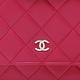 CHANEL 經典菱格小香 LOGO小羊皮銀鍊手拿/斜背包(桃粉紅) product thumbnail 6