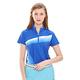 【Lynx Golf】女款吸汗速乾條紋跳色繡花短袖立領POLO衫-寶藍色 product thumbnail 3