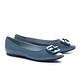 平底鞋 AS 氣質立體配飾超軟牛漆皮方頭平底鞋－藍 product thumbnail 2