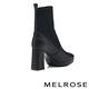 短靴 MELROSE 率性時髦舒適牛皮拼接彈力飛織美型高跟短靴－黑 product thumbnail 4