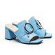 拖鞋 HELENE SPARK 金屬圓釦水滴鑽飾全真皮高跟拖鞋－藍 product thumbnail 2