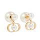 DIOR 新款Dior Tribales金色飾面金屬白色樹脂珍珠穿式耳環 product thumbnail 2