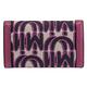 MIU MIU 品牌英字LOGO織布拼接羊皮6孔隨身鑰匙包(桃紫邊) product thumbnail 5