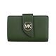 MICHAEL KORS Greenwich金色金屬圓標LOGO防刮牛皮扣式中夾(叢林綠) product thumbnail 2