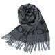 COACH 義大利製黑灰色雙面羊毛流蘇圍巾(180cm x 53cm) product thumbnail 2