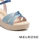 涼鞋 MELROSE 美樂斯 夏日輕旅 氣質時尚雙色拼接羊皮楔型高跟涼鞋－藍 product thumbnail 6