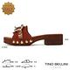 TINO BELLINI 義大利進口雙金環麂皮厚底涼拖鞋FSRV001(焦糖) product thumbnail 2