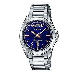 CASIO 經典復古設計指針不鏽鋼腕錶 (MTP-1370D-2A)藍面40mm