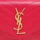 YSL MONOGRAM系列V字縫線魚子醬牛皮金屬LOGO暗釦手拿長夾(桃紅) product thumbnail 6