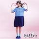 betty’s貝蒂思　格紋拼接棉麻長袖洋裝(格紋淺藍) product thumbnail 7