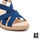 涼鞋 AS 質感彈力羅馬交叉草編楔型高跟涼鞋－藍 product thumbnail 6