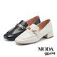 低跟鞋 MODA MODAY 簡約質感全真皮壓紋鍊條方頭樂福低跟鞋－黑 product thumbnail 7