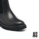 短靴 AS 率性時髦純色拼接牛皮切爾西厚底短靴－黑 product thumbnail 6
