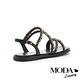 涼鞋 MODA Luxury 時髦金屬鏈條羊皮平底涼鞋－黑 product thumbnail 4