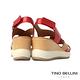 Tino Bellini 西班牙進口悠活漫步牛皮雙色拼接楔型涼鞋-紅 product thumbnail 5