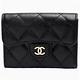 CHANEL 經典雙C LOGO菱格粒紋牛皮亮金釦卡夾/零錢包(黑色) product thumbnail 2