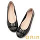 ORIN 金屬簍空圓釦真皮楔型 女 低跟鞋 黑色 product thumbnail 4