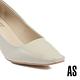 高跟鞋 AS 俐落率性純色軟牛漆皮方頭高跟鞋－米 product thumbnail 6