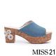 拖鞋 MISS 21 復古蕾絲花造型魚口高跟拖鞋－藍 product thumbnail 3