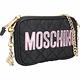 MOSCHINO 粉字菱格絎縫尼龍可拆鍊帶手拿/斜背包(黑色) product thumbnail 5