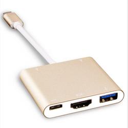 Type C to HDMI/TypeC/USB3.0轉接器(金)