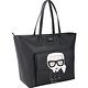 KARL LAGERFELD K/IKONIK 老佛爺圖案防刮皮革購物包(黑色) product thumbnail 4