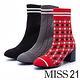 短靴 MISS 21 時髦冬季飛織設計粗跟襪靴－黑 product thumbnail 7