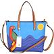 TORY BURCH Kerrington Parrot 熱帶鸚鵡圖騰兩用托特包(小/藍) product thumbnail 4