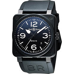 Bell & Ross Aviation 軍事飛行陶瓷機械腕錶-黑/42mm