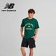 [New Balance]親膚植絨學院風文字短袖上衣_男性_綠色_AMT33551NWG product thumbnail 4