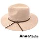 AnnaSofia 麂絨繩結帶 線織寬簷遮陽紳士帽爵士帽(藕粉系) product thumbnail 3