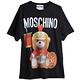 MOSCHINO COUTURE 葡萄牙製盔甲泰迪熊品牌字母LOGO圖騰棉質寬版T恤上衣(黑) product thumbnail 2