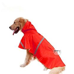 【摩達客寵物】寵物大狗透氣防水雨衣(紅色/反光條) 黃金拉拉哈士奇