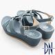 DN 氣質優雅 MIT牛皮蝴蝶結楔型涼鞋 藍 product thumbnail 4