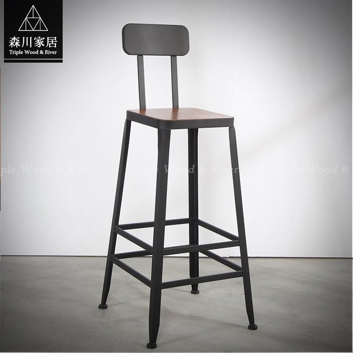 《森川家居》LRC-55RC04A-美式工業LOFT星巴克吧檯椅(木款) 餐廳咖啡廳民宿品東西餐椅休閒椅/IKEA復古